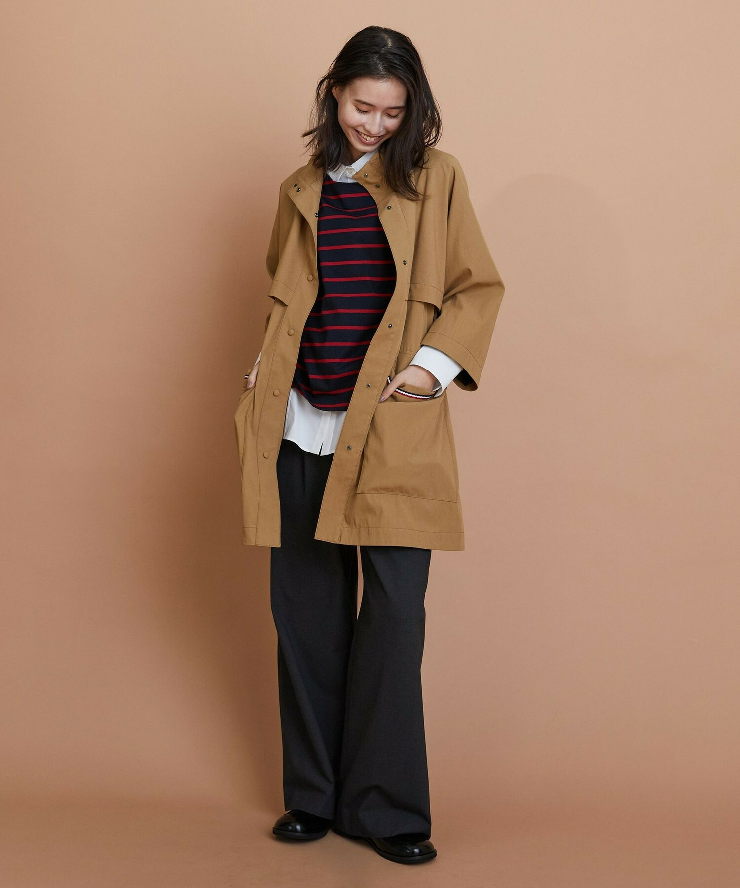 【L'EQUIPE】コットンナイロンベネシャントレンチコート 詳細画像 ブラック 2