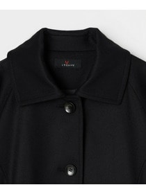 【L'EQUIPE】カシミヤ混ストレッチフラノステンカラーコート 詳細画像 ブラック 14