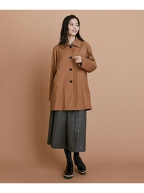 【L'EQUIPE】カシミヤ混ストレッチフラノステンカラーコート 詳細画像 ブラック 2