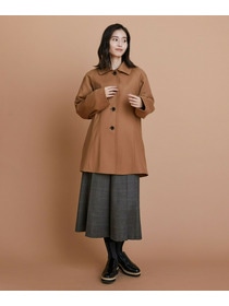 【L'EQUIPE】カシミヤ混ストレッチフラノステンカラーコート 詳細画像 ブラック 3