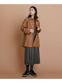 【L'EQUIPE】カシミヤ混ストレッチフラノステンカラーコート 詳細画像 ブラック 6