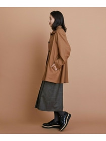 【L'EQUIPE】カシミヤ混ストレッチフラノステンカラーコート 詳細画像 ブラック 7