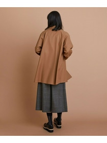 【L'EQUIPE】カシミヤ混ストレッチフラノステンカラーコート 詳細画像 ブラック 8