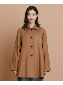 【L'EQUIPE】カシミヤ混ストレッチフラノステンカラーコート 詳細画像 ブラック 9