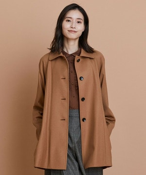 【L'EQUIPE】カシミヤ混ストレッチフラノステンカラーコート 詳細画像 キャメル 1