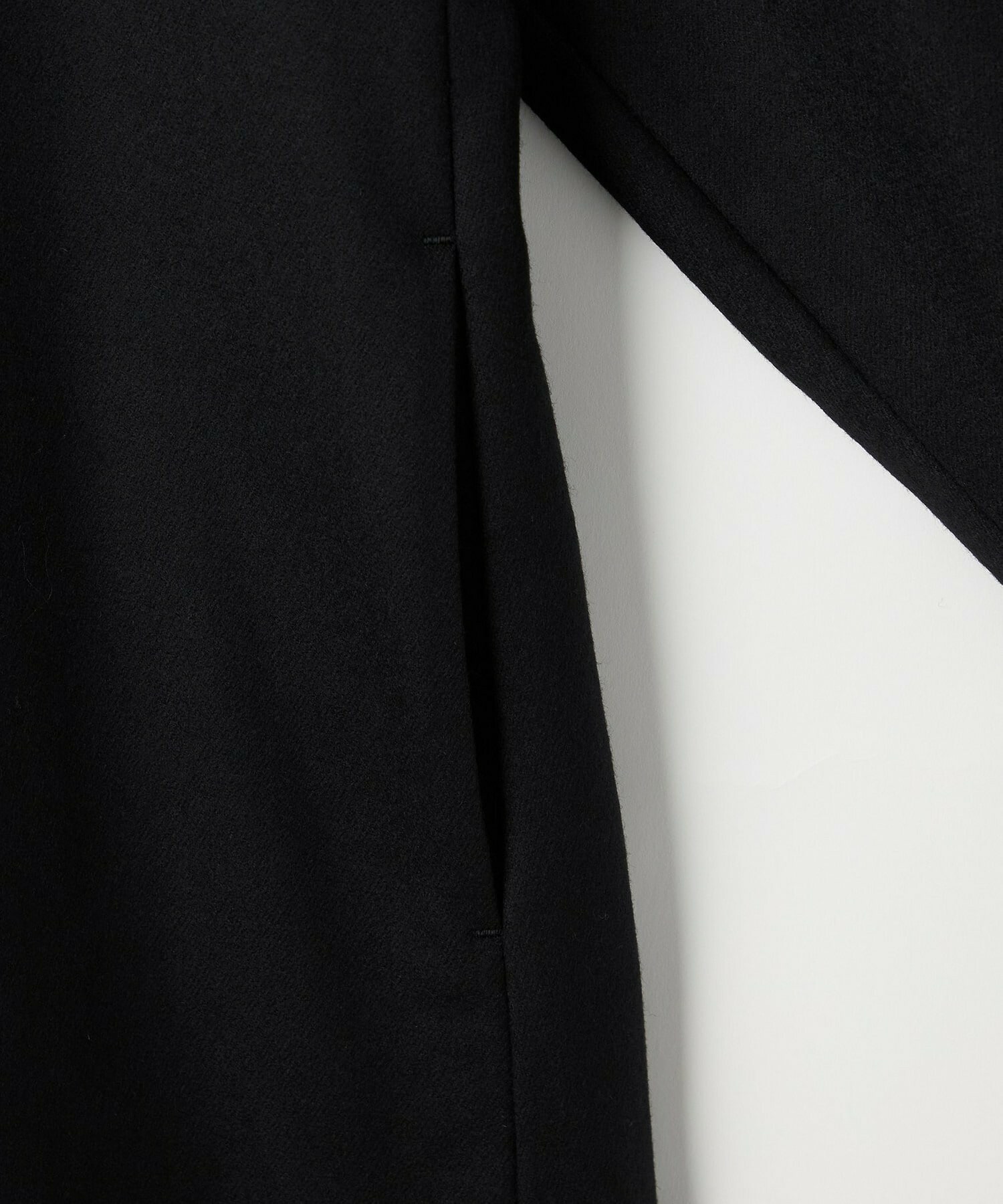 【L'EQUIPE】カシミヤ混ストレッチフラノステンカラーコート 詳細画像 ブラック 17