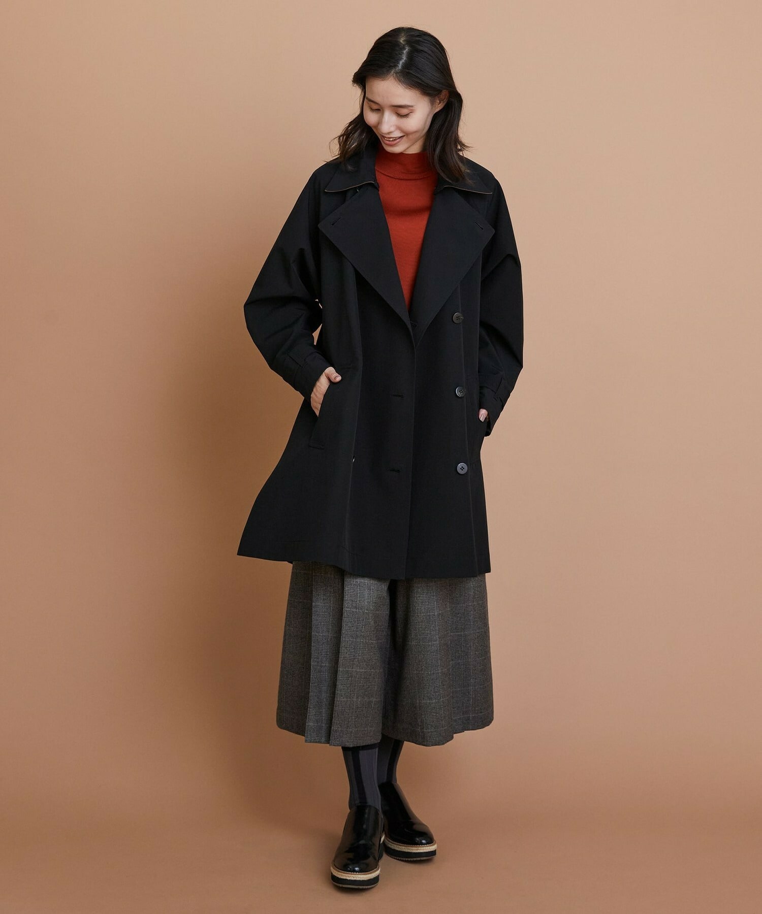 【L'EQUIPE】［eclat 2025年11月号掲載商品］グースシェルトレンチコート 詳細画像 ブラック 6