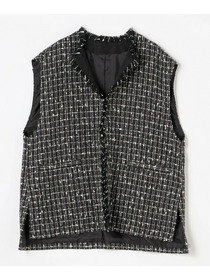 【L'EQUIPE】ツイードベスト 詳細画像 ブラック系その他 11