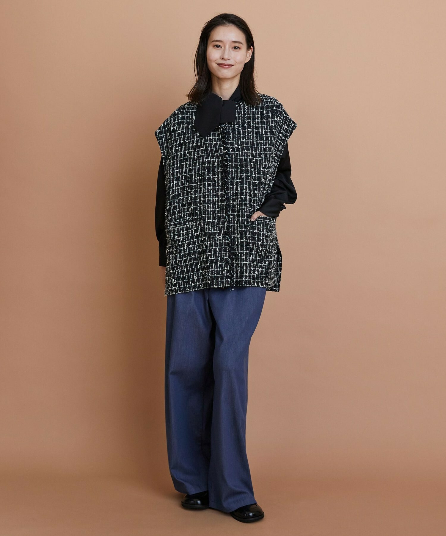 【L'EQUIPE】ツイードベスト 詳細画像 ブラック系その他 1