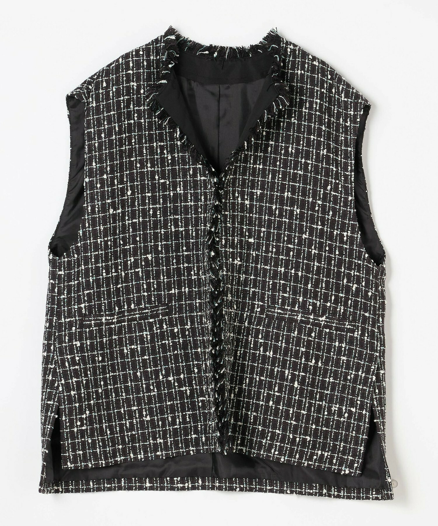 【L'EQUIPE】ツイードベスト 詳細画像 ブラック系その他 11