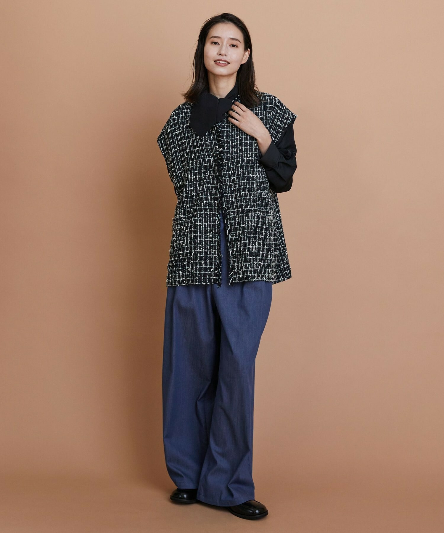 【L'EQUIPE】ツイードベスト 詳細画像 ブラック系その他 2