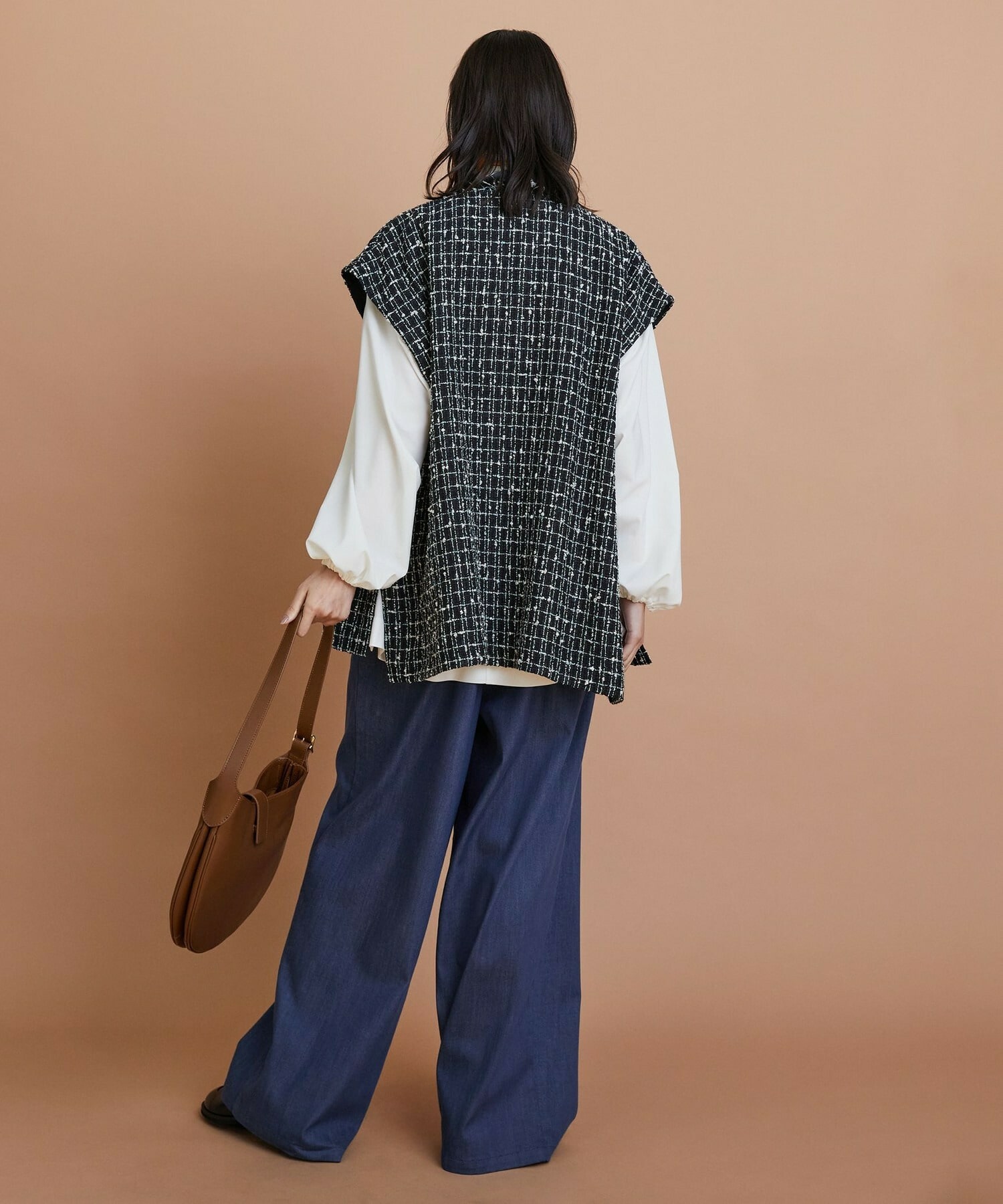 【L'EQUIPE】ツイードベスト 詳細画像 ブラック系その他 7