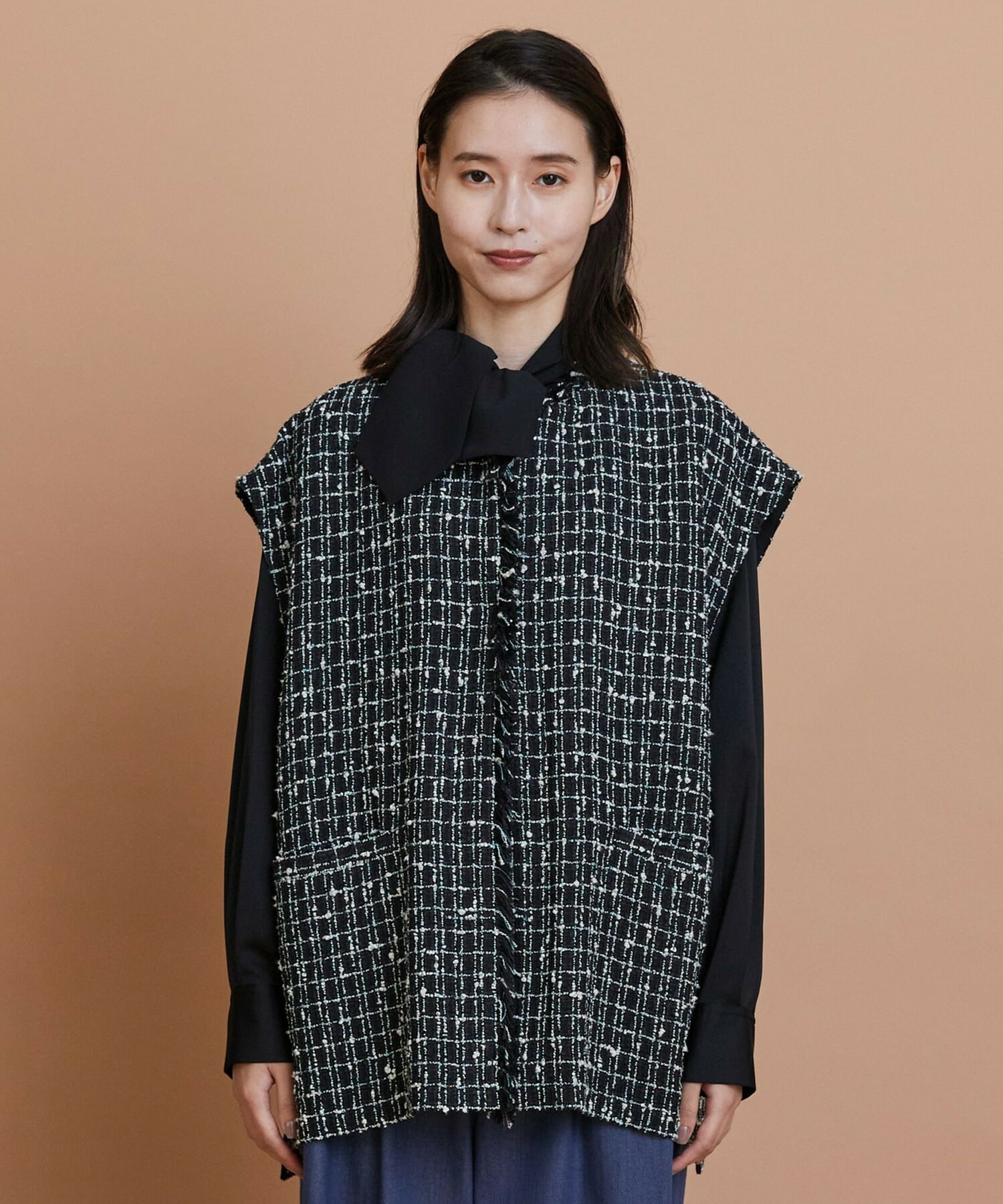 【L'EQUIPE】ツイードベスト 詳細画像 ブラック系その他 8