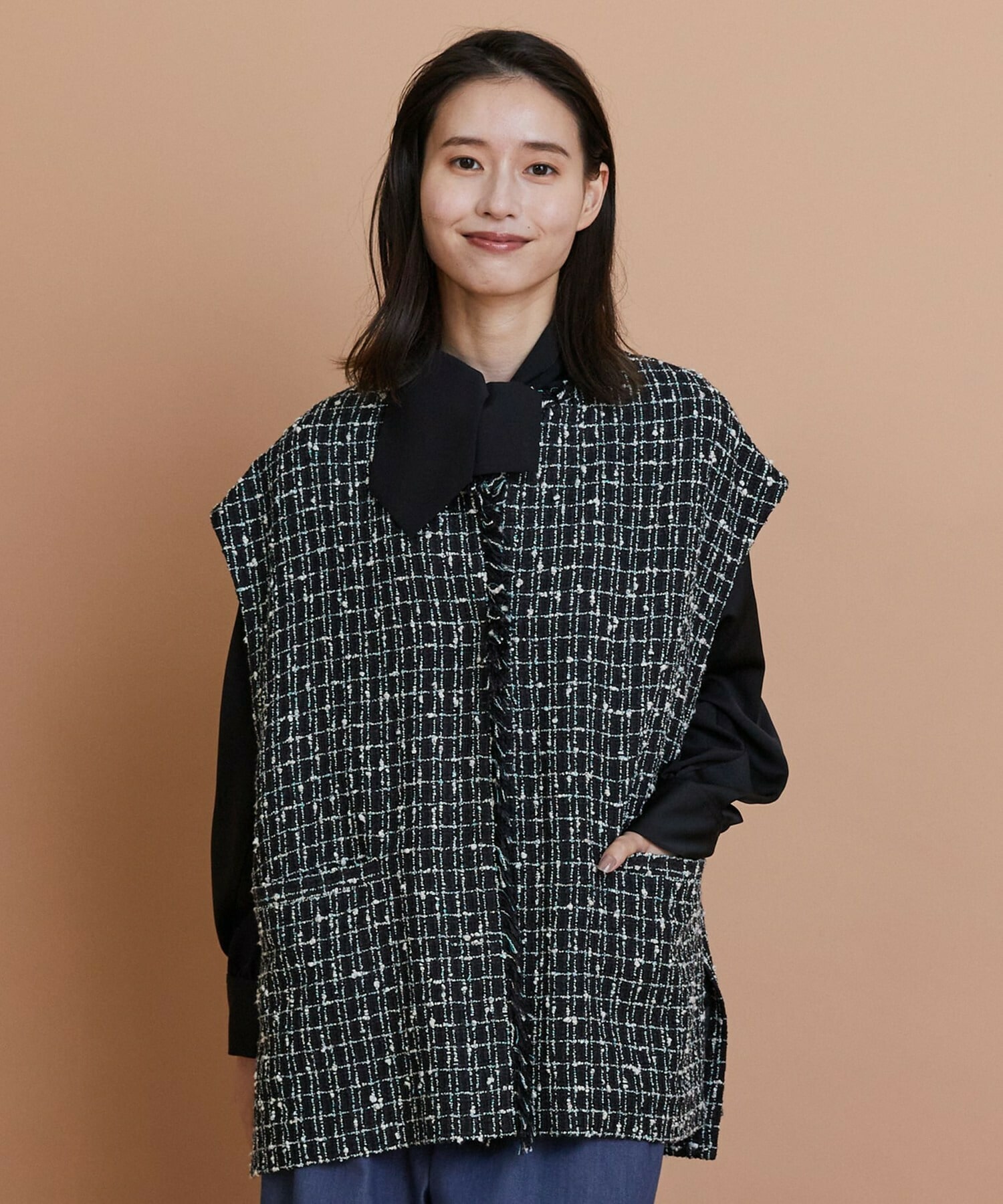 【L'EQUIPE】ツイードベスト 詳細画像 ブラック系その他 1