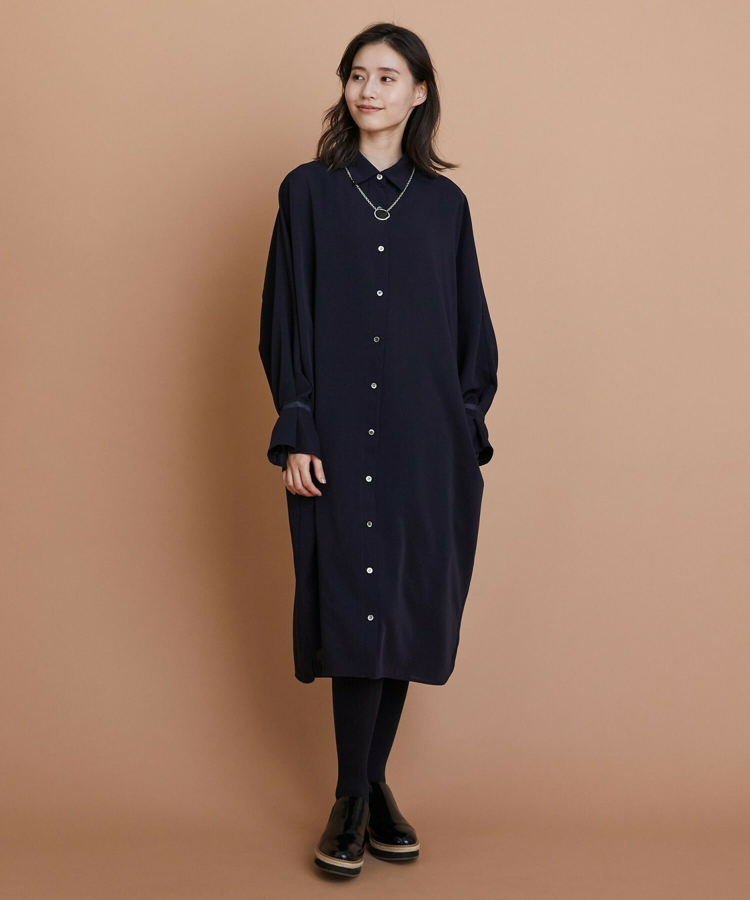 【L'EQUIPE】エステルボイルシャツワンピース 詳細画像 ネイビー 1