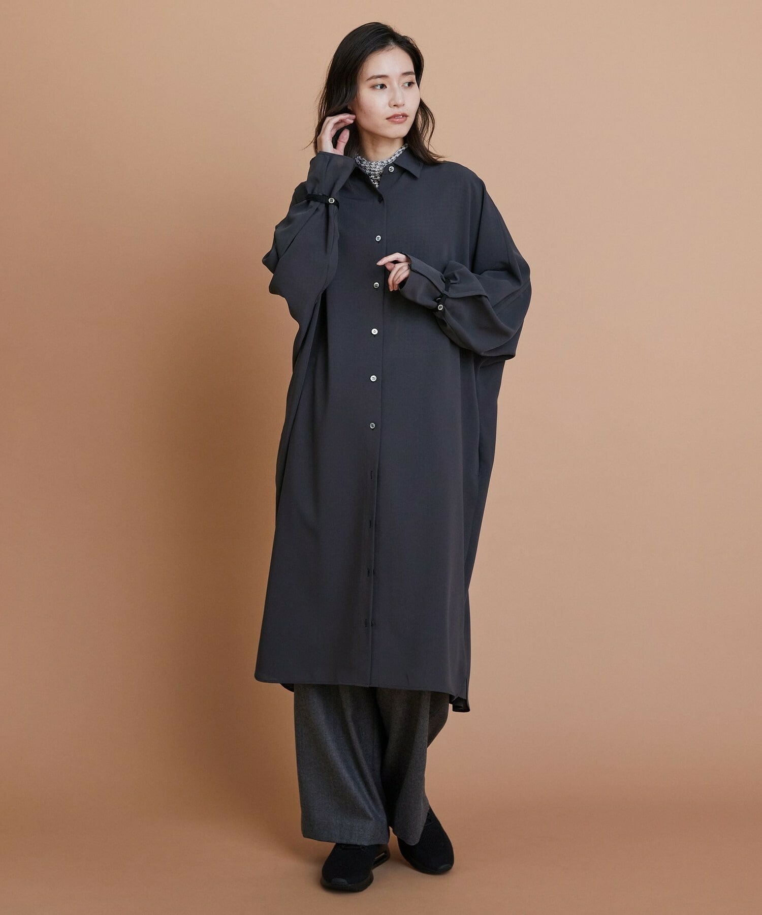 【L'EQUIPE】エステルボイルシャツワンピース 詳細画像 ネイビー 6