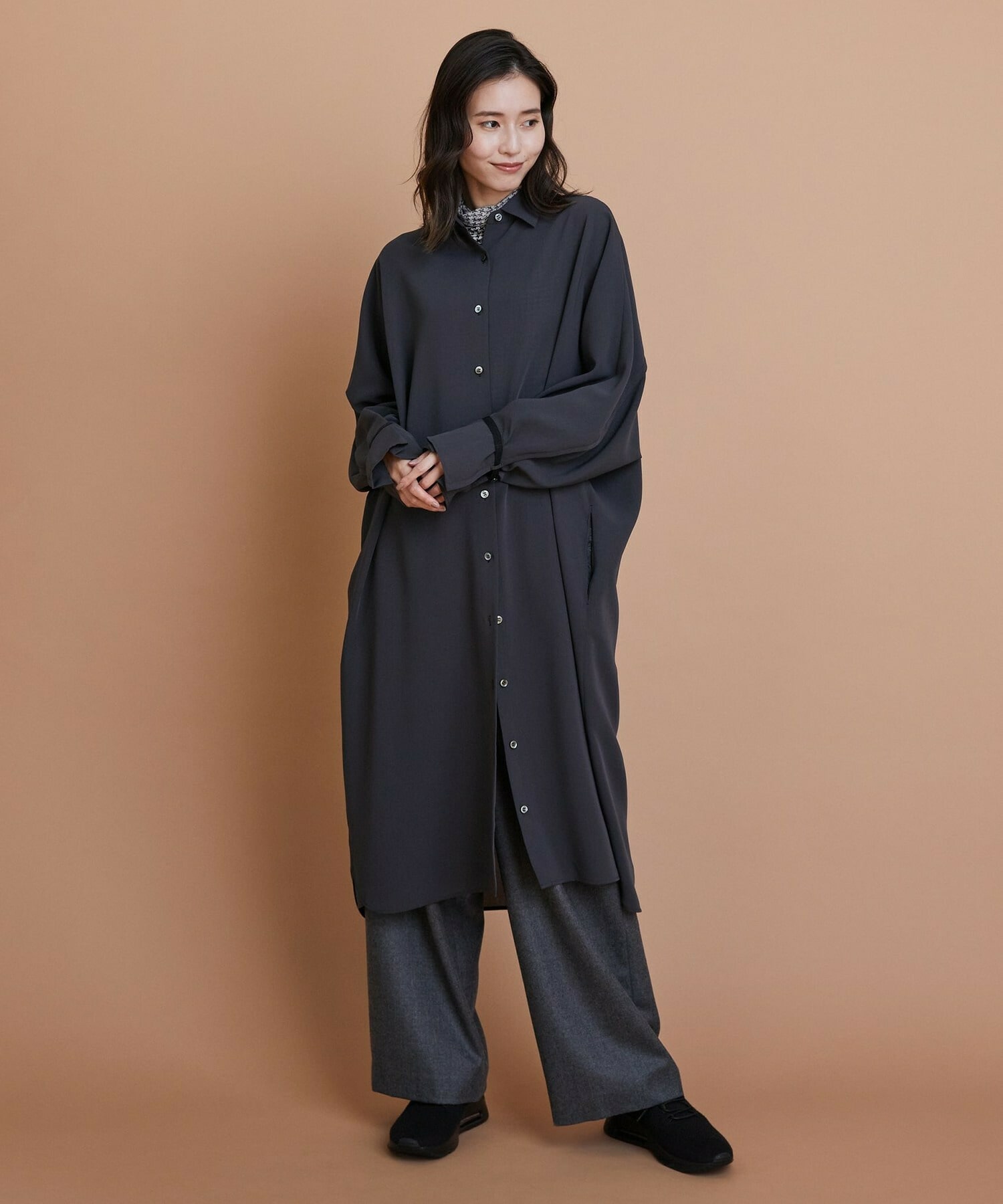 【L'EQUIPE】エステルボイルシャツワンピース 詳細画像 ネイビー 7