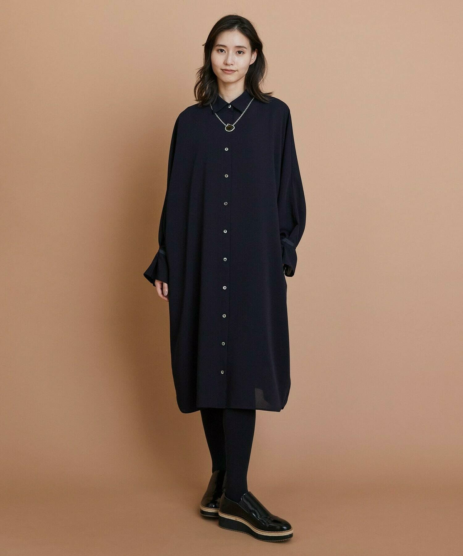 【L'EQUIPE】エステルボイルシャツワンピース 詳細画像 ネイビー 1