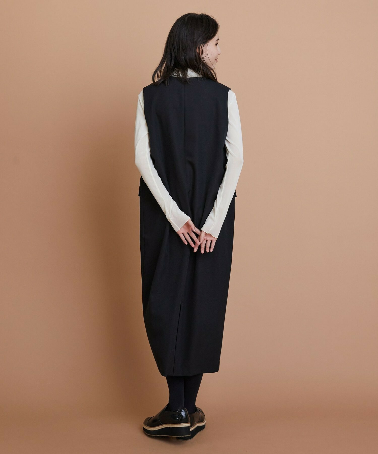 【L'EQUIPE】TWドビードスキンノースリーブワンピース 詳細画像 ブラック 10