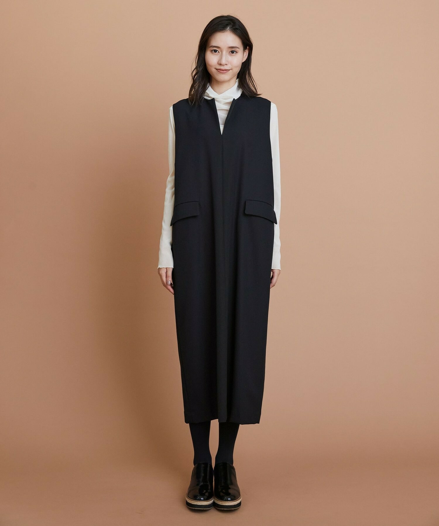 【L'EQUIPE】TWドビードスキンノースリーブワンピース 詳細画像 ブラック 11