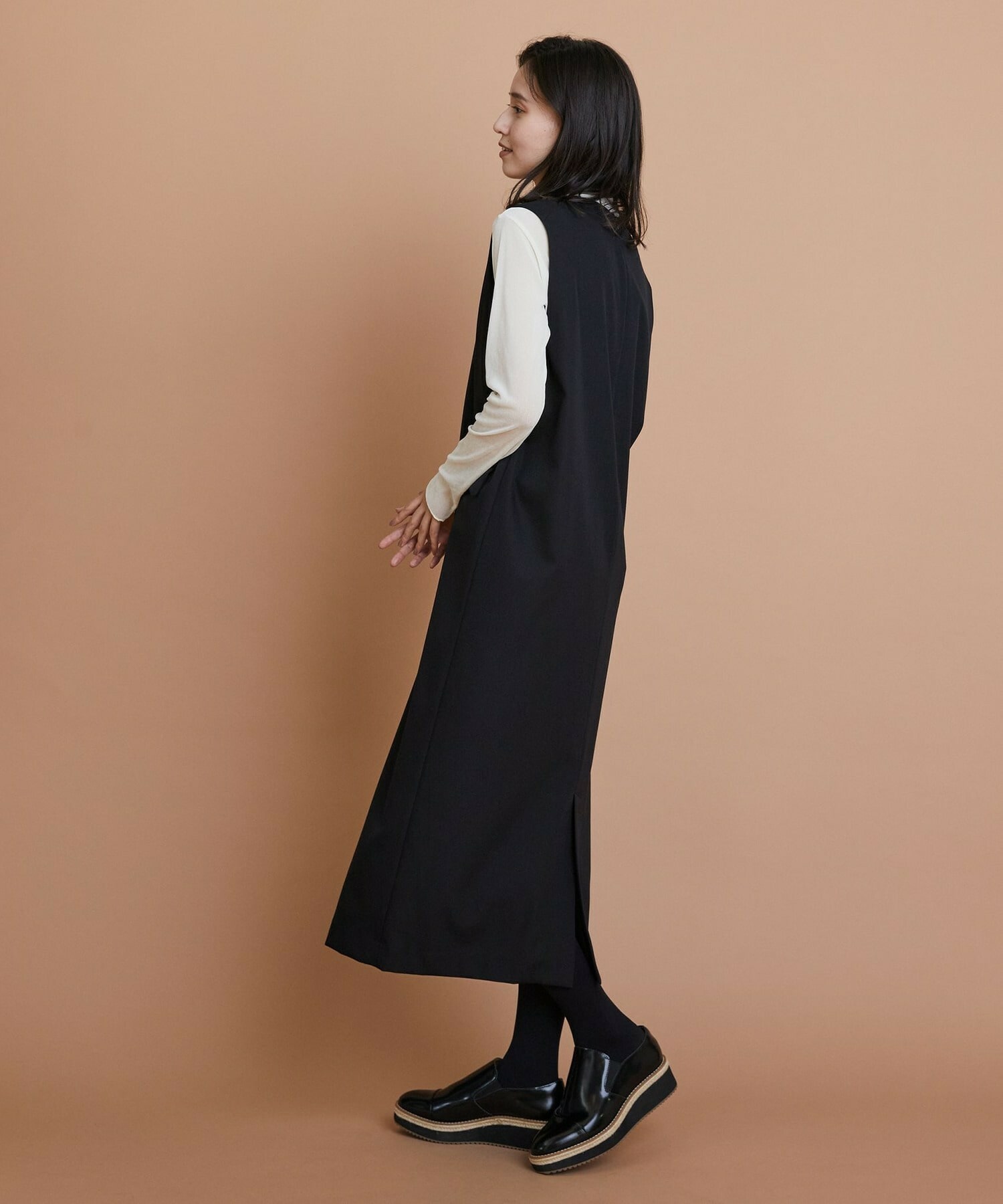 【L'EQUIPE】TWドビードスキンノースリーブワンピース 詳細画像 ブラック 7