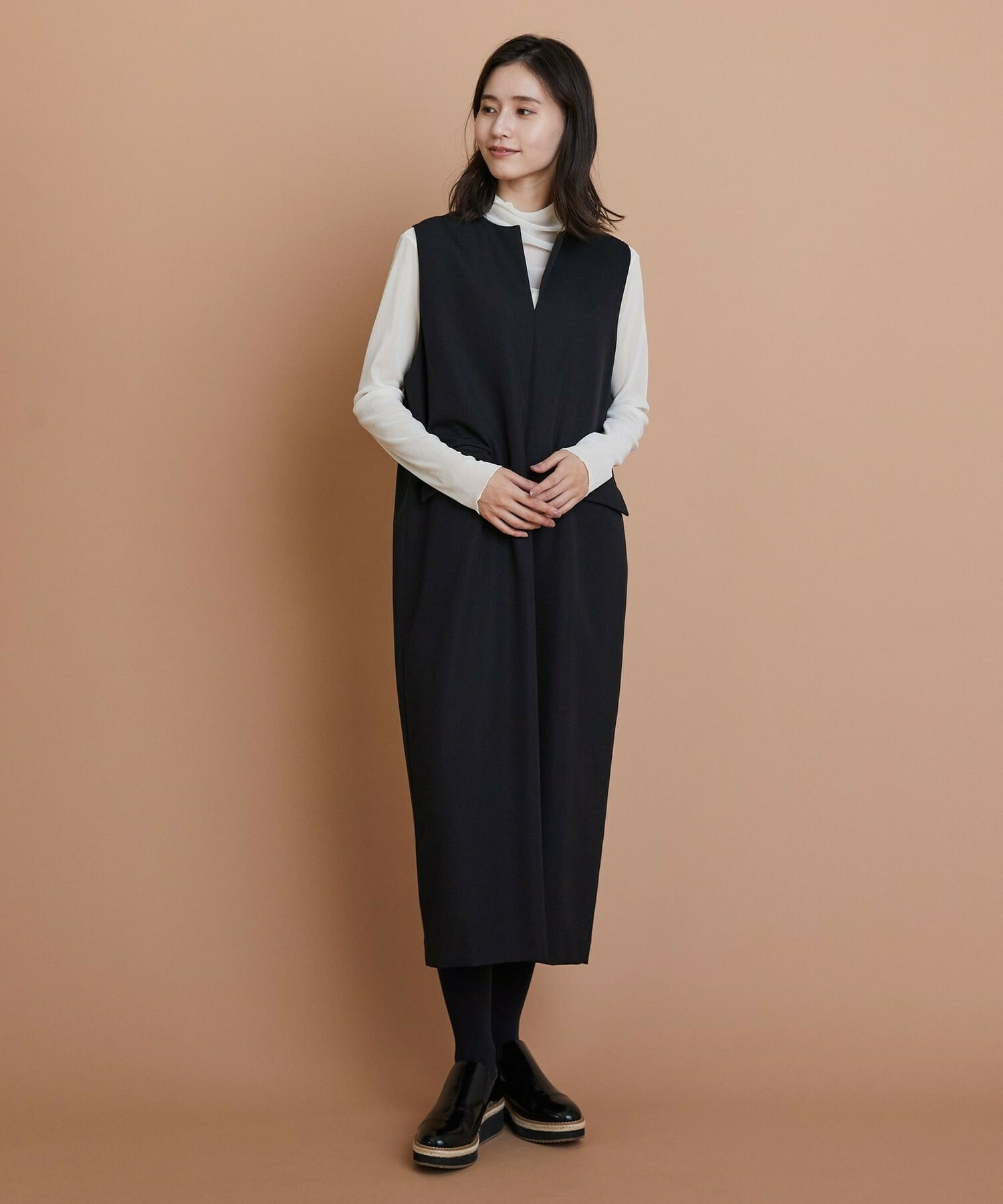 【L'EQUIPE】TWドビードスキンノースリーブワンピース 詳細画像 ブラック 8