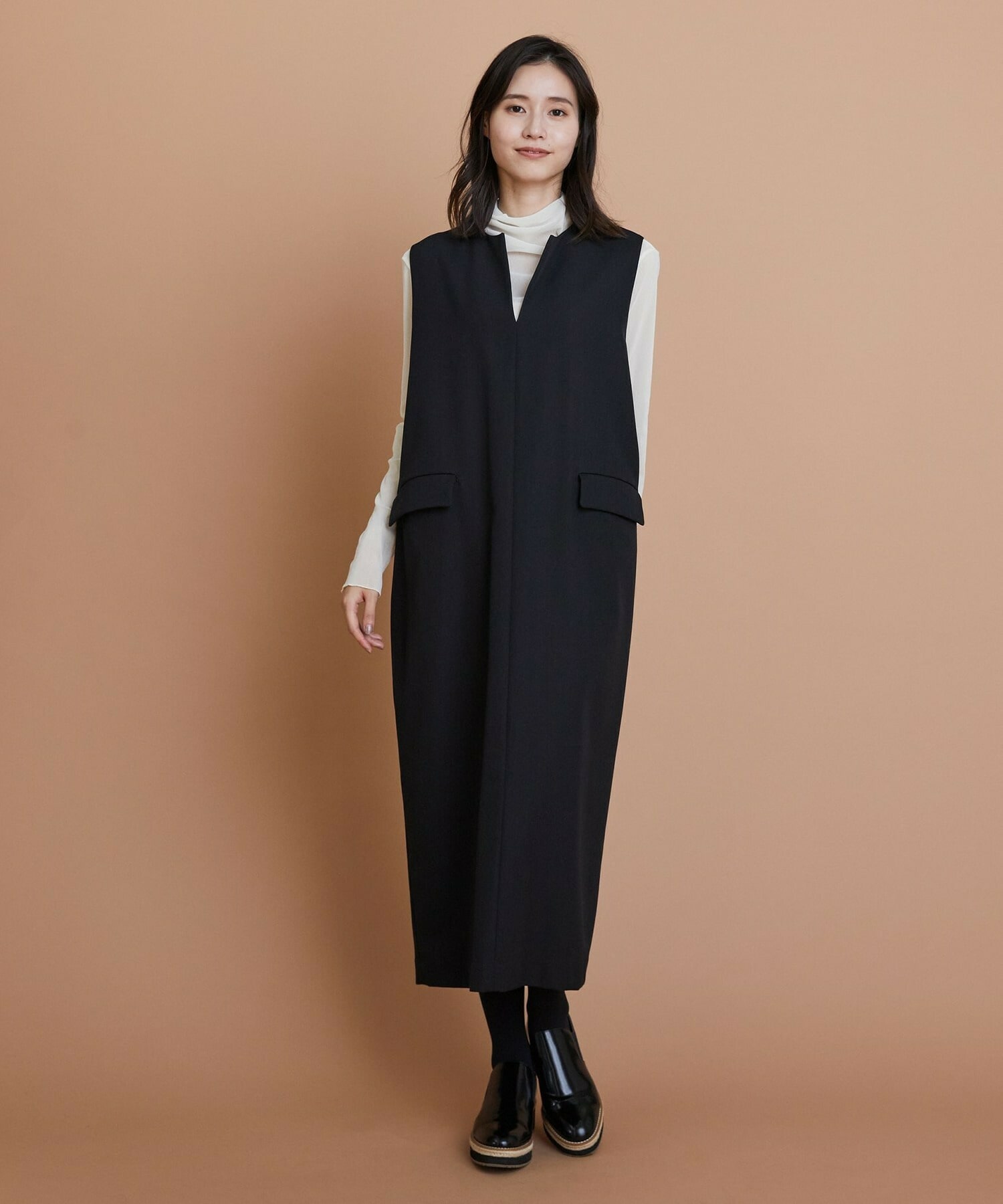 【L'EQUIPE】TWドビードスキンノースリーブワンピース 詳細画像 ブラック 9