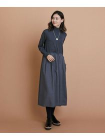 【L'EQUIPE】ウール梳毛＆ウール混トロピカルワンピース 詳細画像 グレー×ブラック 1