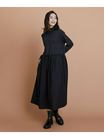 【L'EQUIPE】ウール梳毛＆ウール混トロピカルワンピース 詳細画像 グレー×ブラック 10