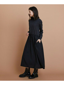 【L'EQUIPE】ウール梳毛＆ウール混トロピカルワンピース 詳細画像 グレー×ブラック 11