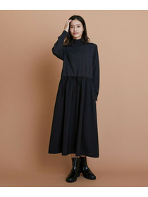 【L'EQUIPE】ウール梳毛＆ウール混トロピカルワンピース 詳細画像 グレー×ブラック 12