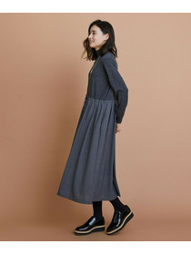 【L'EQUIPE】ウール梳毛＆ウール混トロピカルワンピース 詳細画像 グレー×ブラック 3