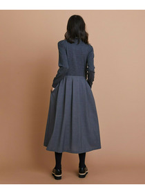 【L'EQUIPE】ウール梳毛＆ウール混トロピカルワンピース 詳細画像 グレー×ブラック 4