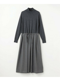 【L'EQUIPE】ウール梳毛＆ウール混トロピカルワンピース 詳細画像 グレー×ブラック 8