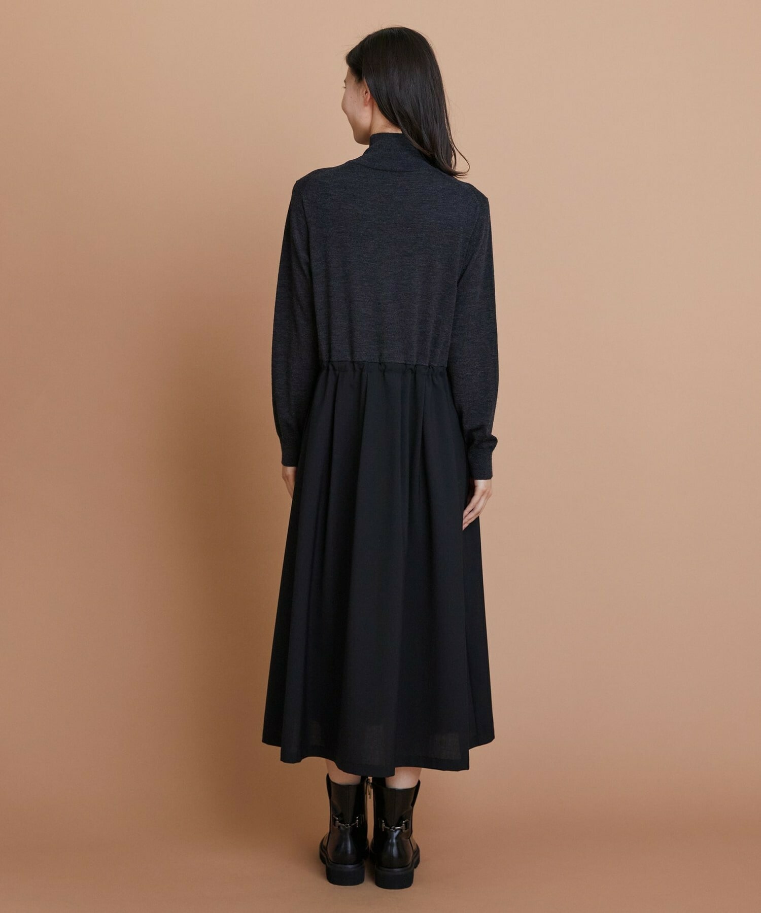 【L'EQUIPE】ウール梳毛＆ウール混トロピカルワンピース 詳細画像 グレー×ブラック 19