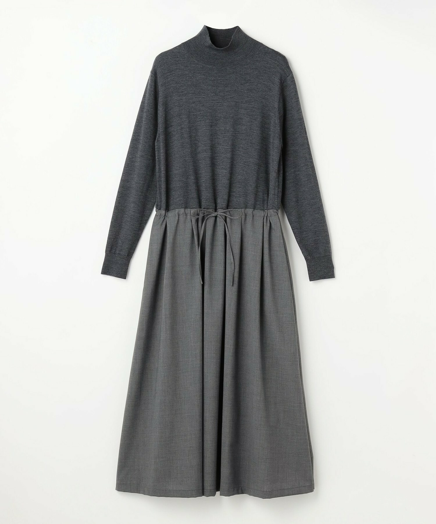 【L'EQUIPE】ウール梳毛＆ウール混トロピカルワンピース 詳細画像 グレー×ブラック 8