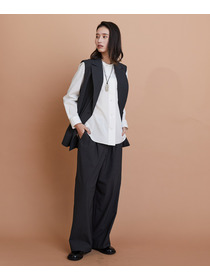 【L'EQUIPE】ウォッシャブルTR2wayストレートパンツ 詳細画像 チャコールグレー 5