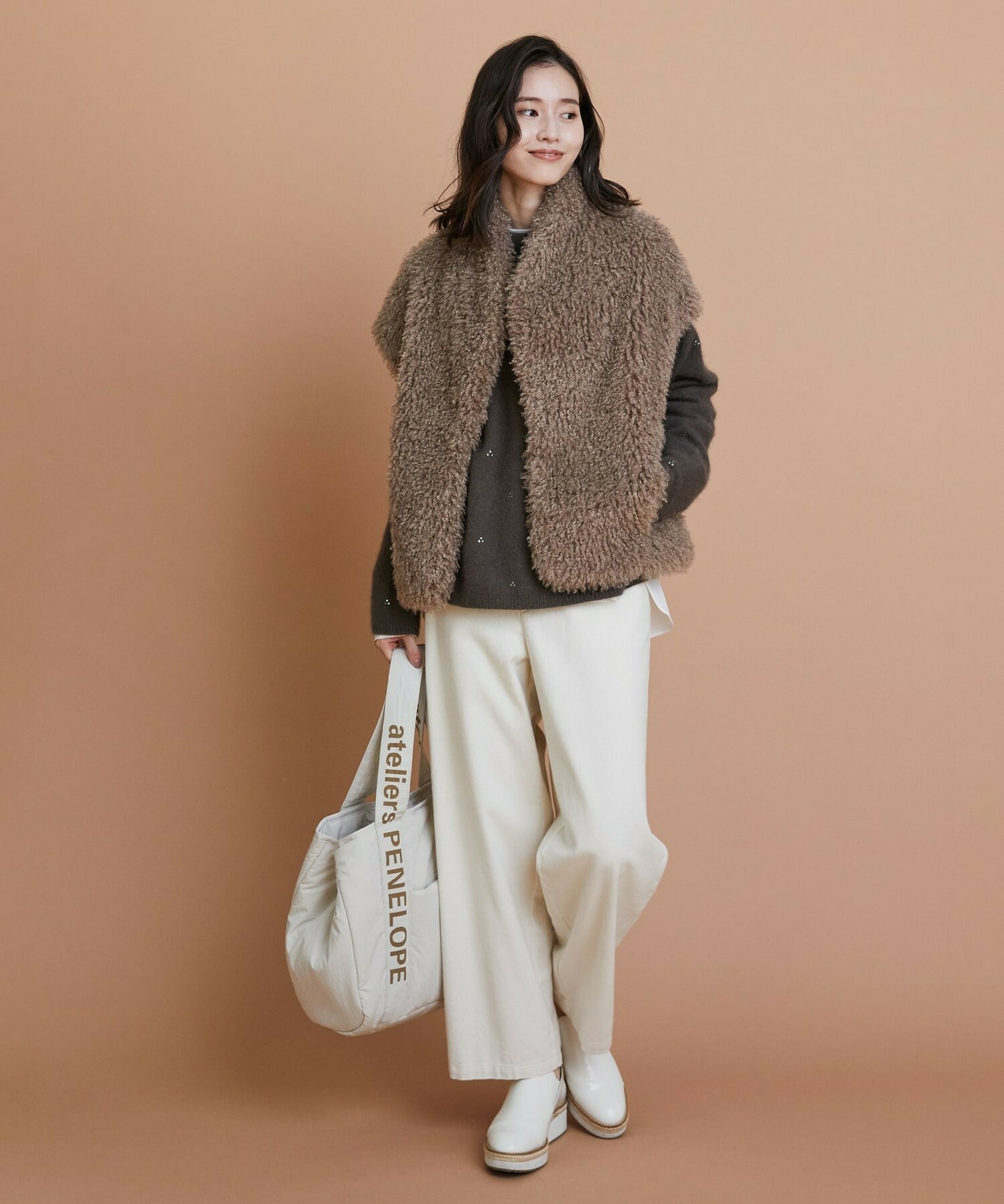 【L'EQUIPE】［eclat 2025年11月号掲載商品］クラシックドリルパンツ 詳細画像 ホワイト 2