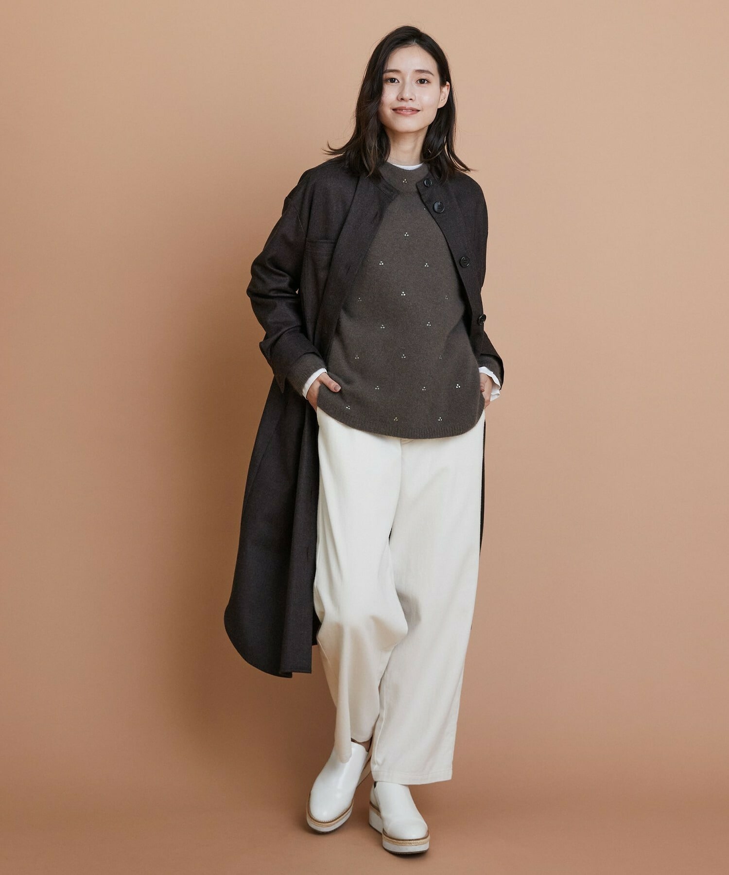 【L'EQUIPE】［eclat 2025年11月号掲載商品］クラシックドリルパンツ 詳細画像 ホワイト 4