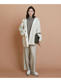 【L'EQUIPE】［eclat 2025年11月号掲載商品］ヘリンボーンサキソニーパンツ 詳細画像 ベージュ 5