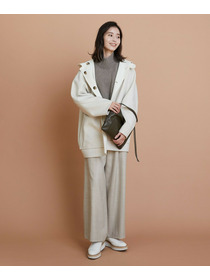 【L'EQUIPE】［eclat 2025年11月号掲載商品］ヘリンボーンサキソニーパンツ 詳細画像 ベージュ 6