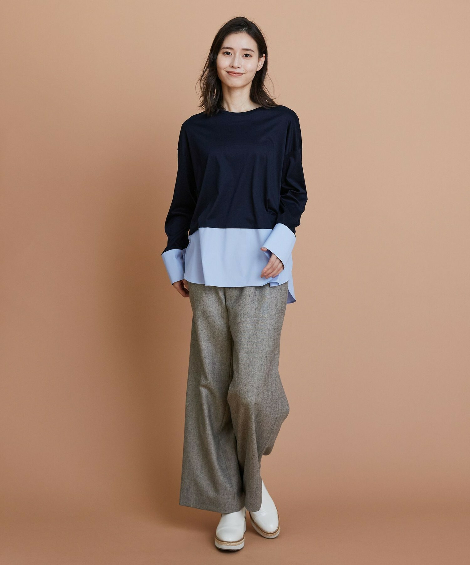 【L'EQUIPE】［eclat 2025年11月号掲載商品］ヘリンボーンサキソニーパンツ 詳細画像 ベージュ 17