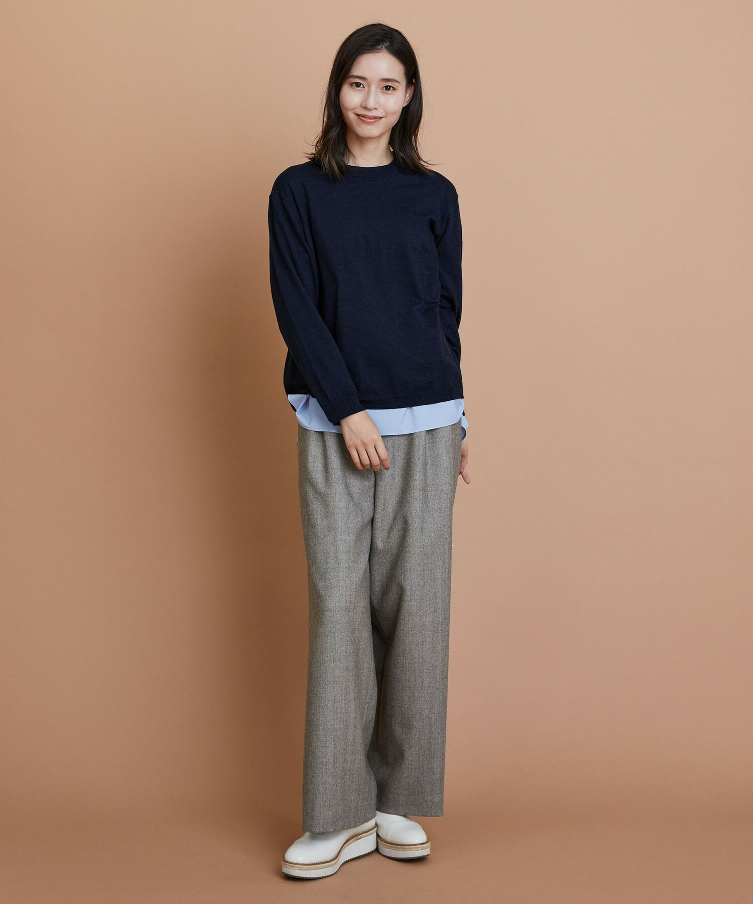 【L'EQUIPE】［eclat 2025年11月号掲載商品］ヘリンボーンサキソニーパンツ 詳細画像 ベージュ 21