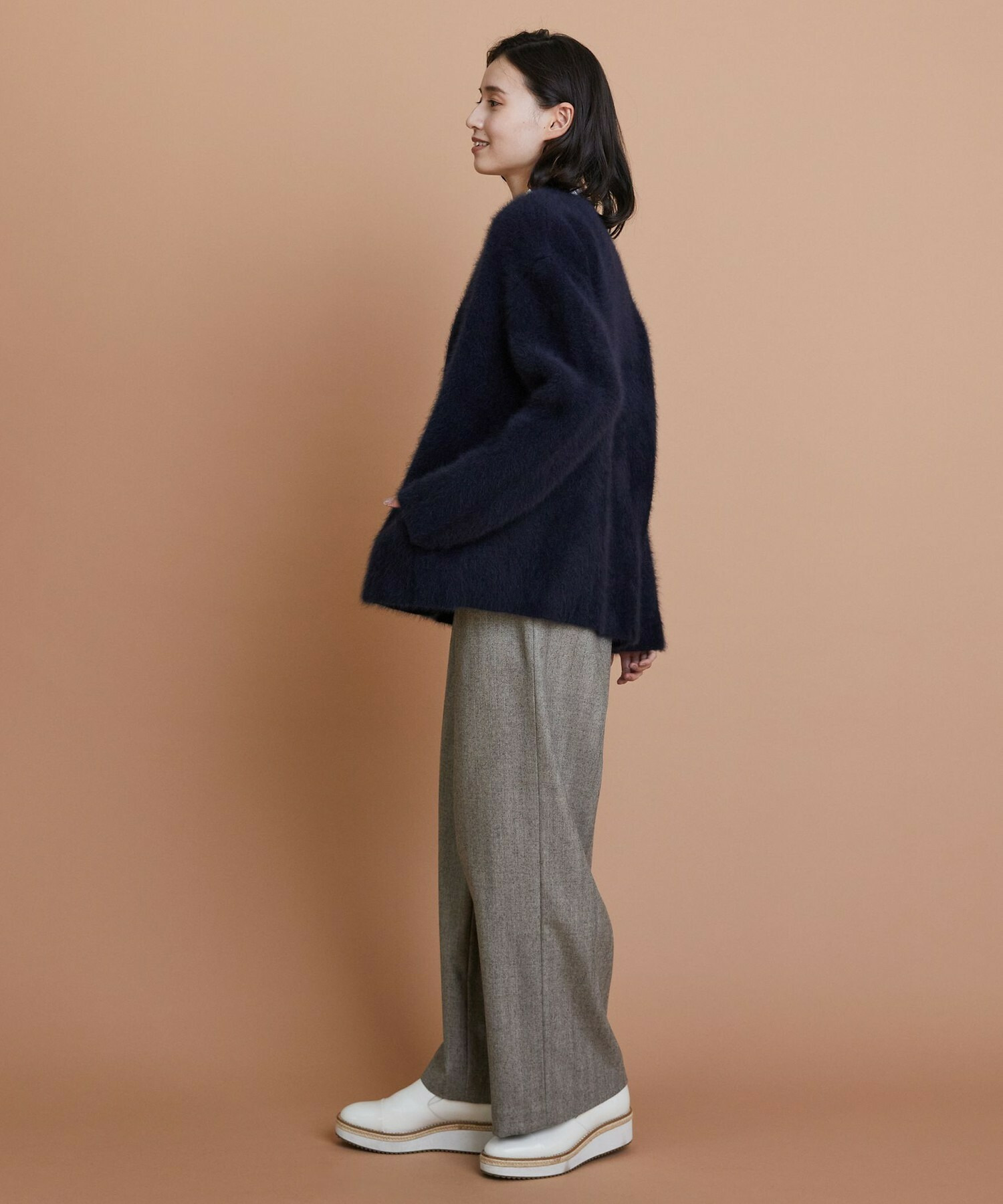 【L'EQUIPE】［eclat 2025年11月号掲載商品］ヘリンボーンサキソニーパンツ 詳細画像 ベージュ 22