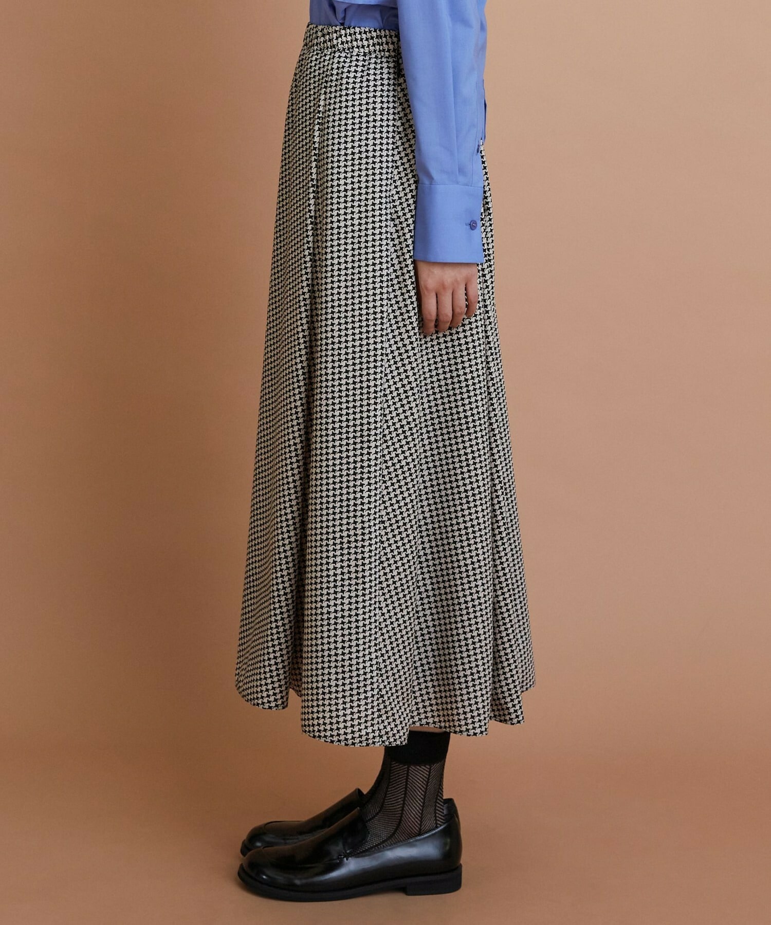 【L'EQUIPE】ハウンドトゥースプリントスカート 詳細画像 ブラック系その他 12