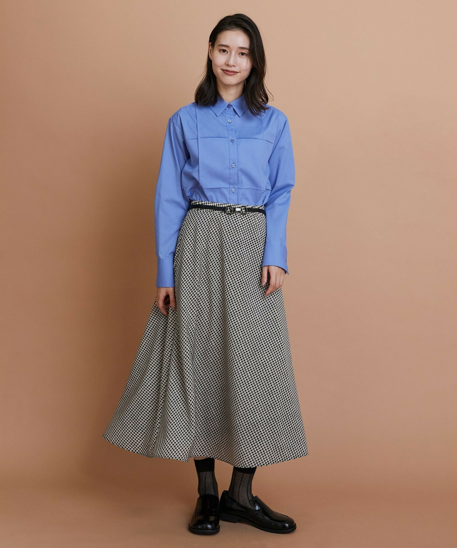 【L'EQUIPE】ハウンドトゥースプリントスカート 詳細画像 ブラック系その他 4