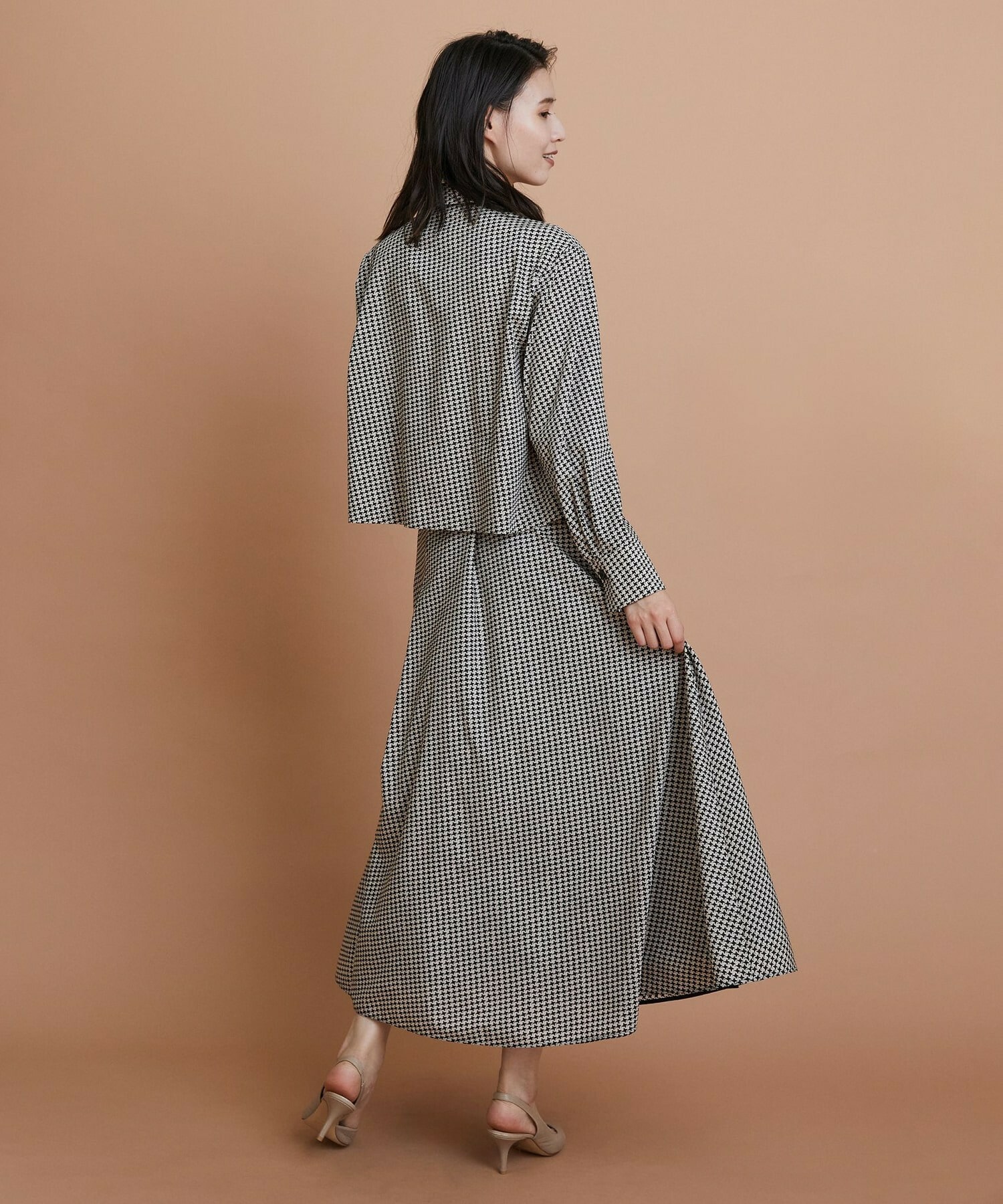 【L'EQUIPE】ハウンドトゥースプリントスカート 詳細画像 ブラック系その他 8