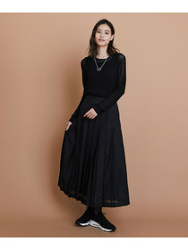 【L'EQUIPE】シアートロピカルプリーツスカート 詳細画像 ブラック 10