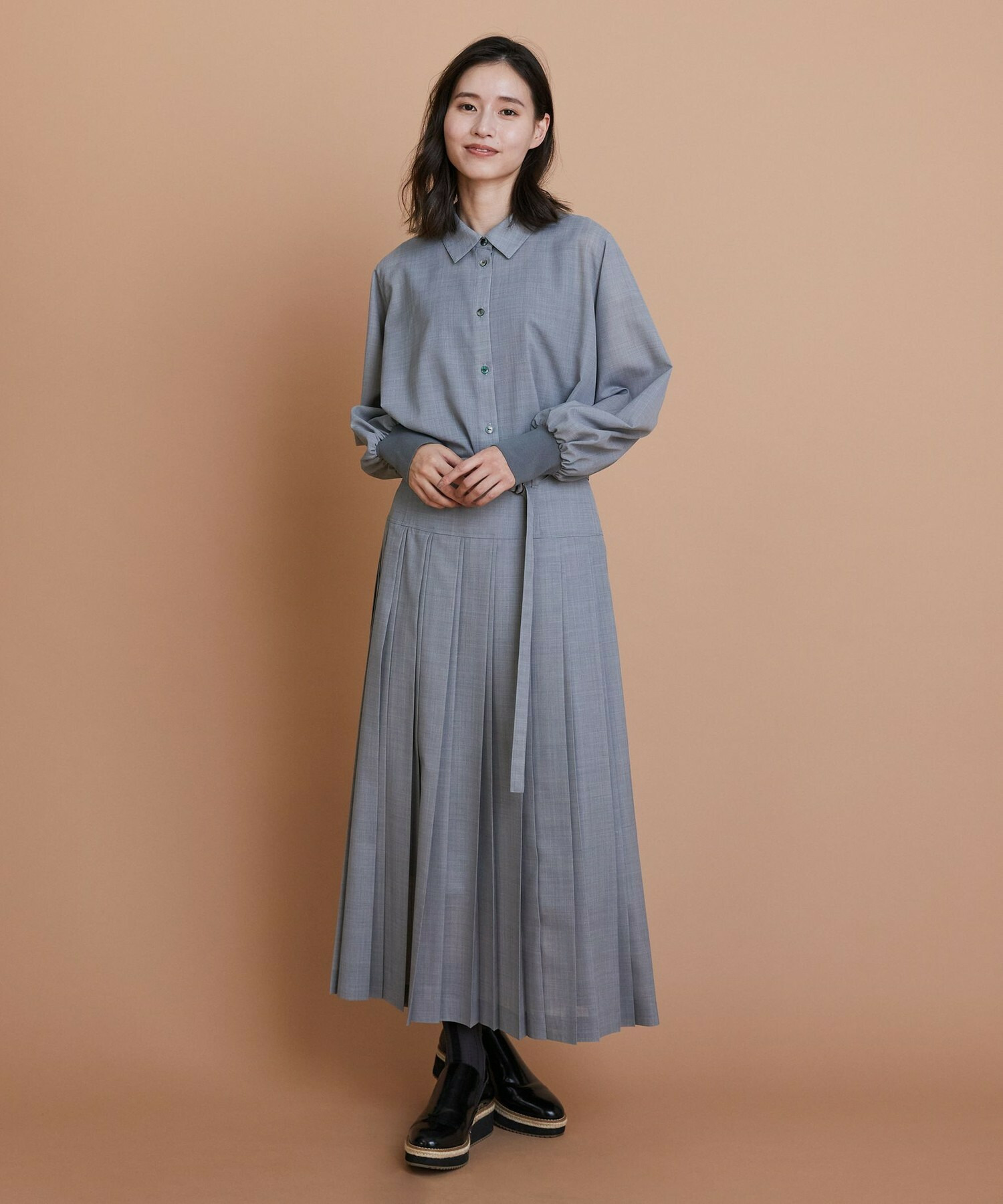 【L'EQUIPE】シアートロピカルプリーツスカート 詳細画像 ブラック 5