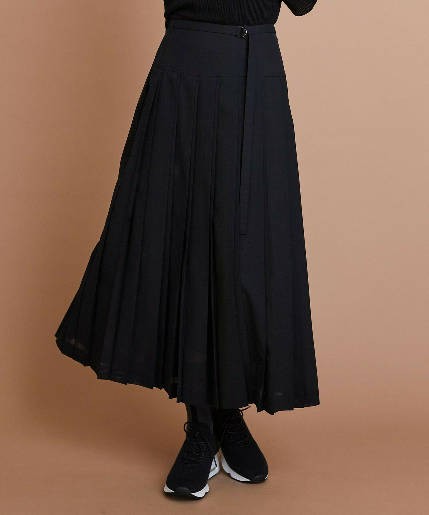 【L'EQUIPE】シアートロピカルプリーツスカート 詳細画像 ブラック 1